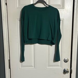 Women's Green Long Sleeve Crop Top